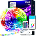 VOLIVO 200ft Led Strip Lights for Bedroom, Color Changing Led Light Strips Kit with Bluetooth App Control and IR Remote, RGB Music Sync Lighting for Room, Home Decor