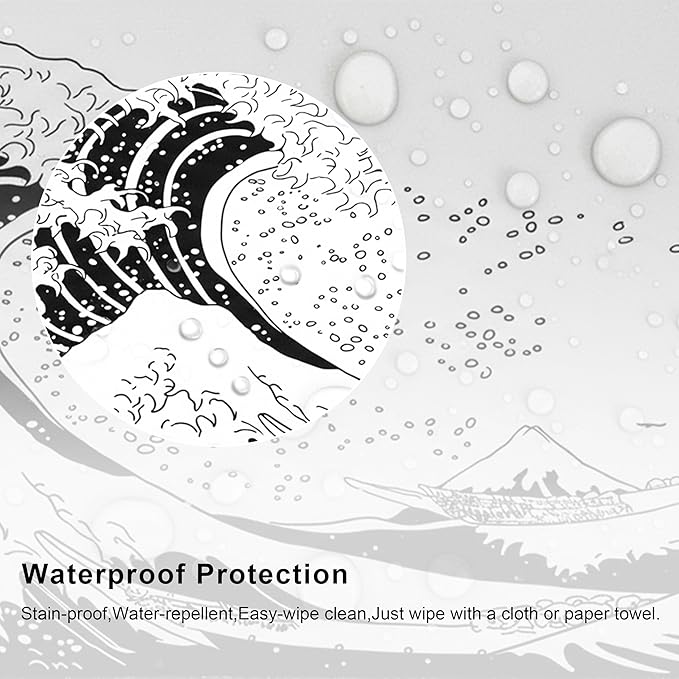 Gaming Mouse Pad for Desk,Large Mousepad Laptop,Black White Japanese Wave Anime Mouse Mat,Long XXL Waterproof Keyboard Pads,Big Non-Slip Computer Mousepads for Game Office Home（31.5 x 11.9 in）