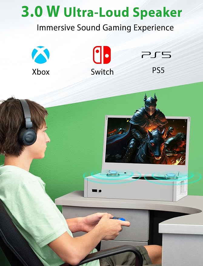 DEPGI 4K 14" Portable Gaming Monitor IPS Screen for Xbox Series S（not Included） with Remote Control, Portable Monitor with HDR10, AMD FreeSync, 2X HDMI for Indoor Outdoor Travel