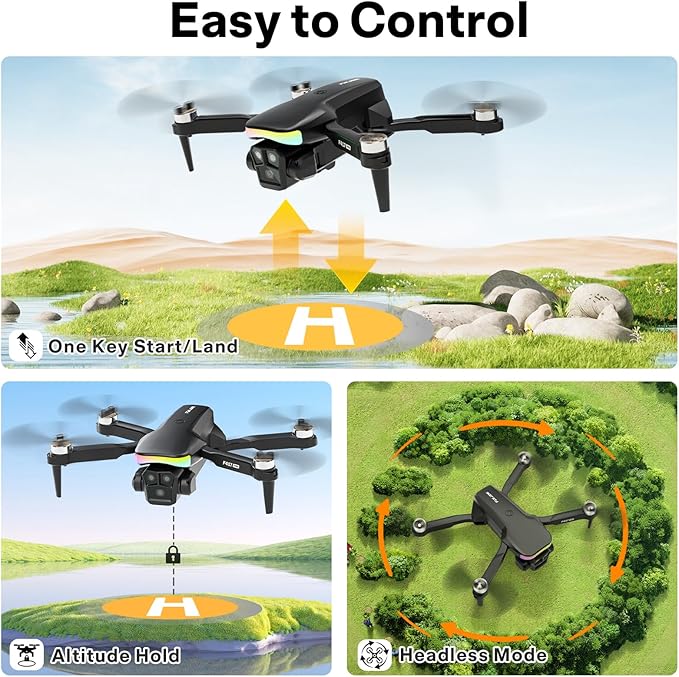 F417PRO Drone with 4K Camera Screen Remote Control,RGB LED Light FPV Drone Quadcopter for Adults Beginners,Headless Mode Altitude Hold Optical Flow Positioning,One Key Start/Land Foldable