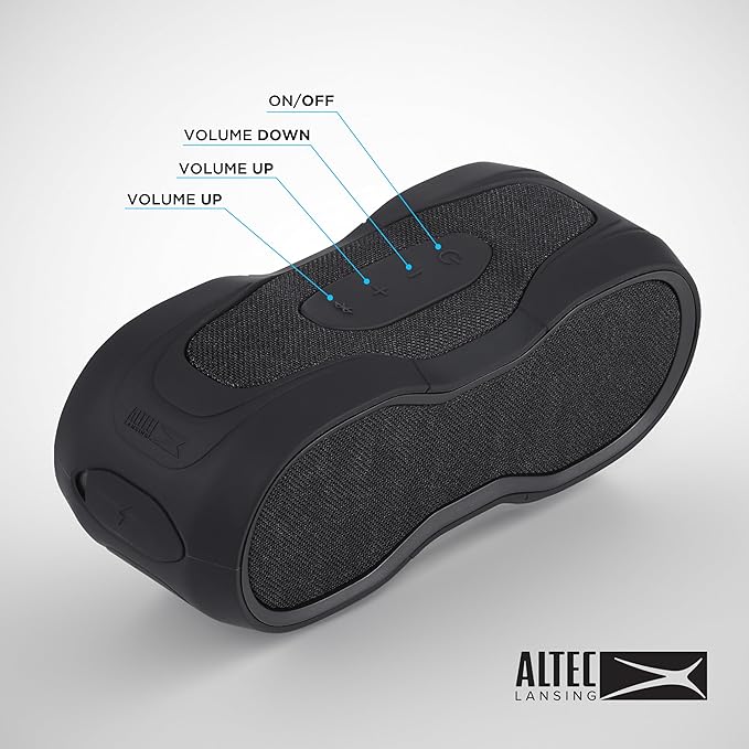 Altec Lansing - BoomJacket Wireless Bluetooth Speaker, Magnetic Waterproof Speaker, IPX7 Outdoor Speaker with 24H Playtime, Portable Speaker with Carabiner, Mountable, Quick Charge