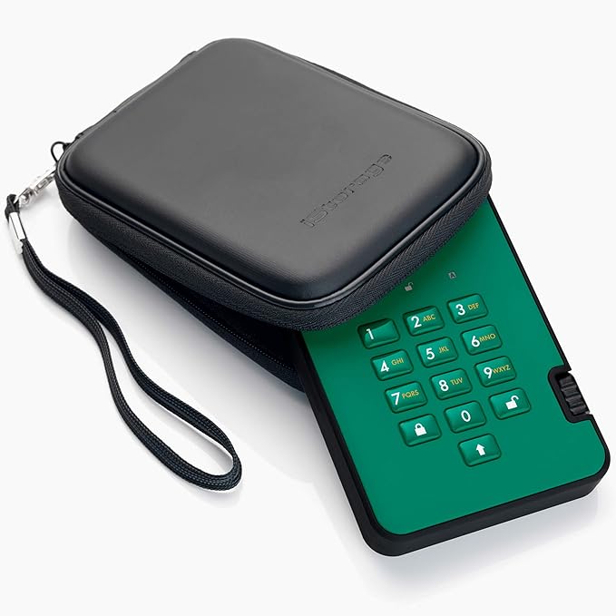 iStorage diskAshur2 HDD 1TB Green | Secure portable hard drive | Password protected | Dust & water resistant | Hardware Encryption