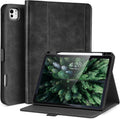 Handmade Case for iPad Pro 11 Inch (M5/M4) 2025/2024 with Pencil Holder Pocket,Magnetic Closure,Auto Sleep/Wake,Vegan Leather Folio Protective Cover,Multi Angles Stand,Black