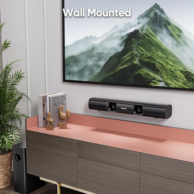 RIOWOIS Sound Bar for Smart TV, 90W Compact Soundbar TV Speaker with Subwoofer, 2.1Channel Home Theater Surround Sound System with Crisp Vocals and Deep Bass for TV PC Projector.