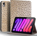 Gexmil Leather Case for iPad mini 7 (A17 Pro) 2024 / iPad mini 6 Generation 2021 8.3 Inch,Premium Cowhide Cover with Adjustable Stand, Auto Wake/Sleep,Khaki