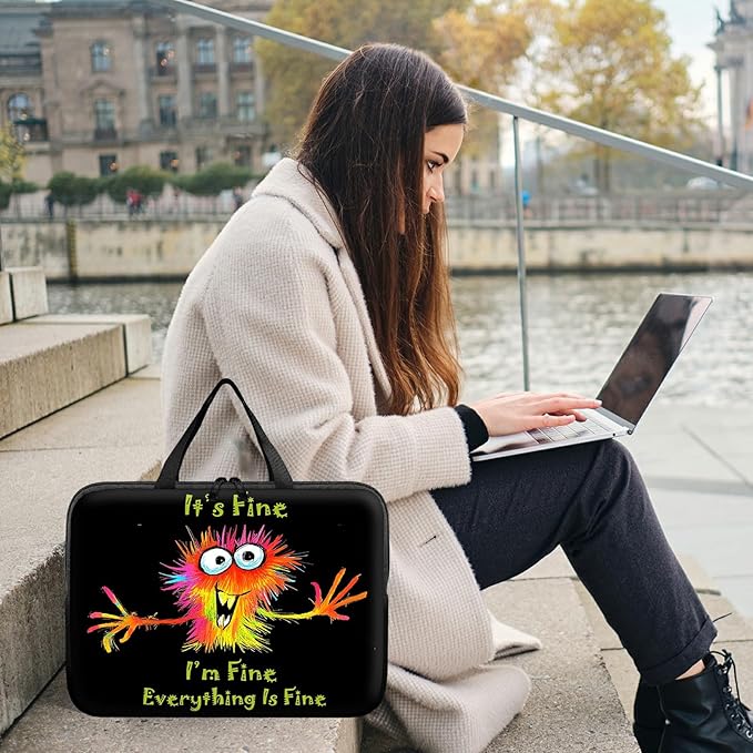 Universal Laptop Sleeve Tablet Case 12 inch, Colorful Little Monsters Slim Carrying Case Handbag Travel Laptop Bag for Surface Pro 9 8 7/Laptop Go 2 3, MacBook Air 11/12