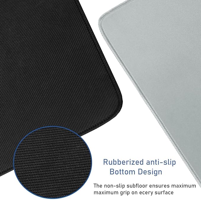 Large Extended Gaming Mouse Pad with Stitched Edges, 47.3 X 23.6 in Desk Pad Durable Non-Slip Natural Rubber Base, Waterproof Computer Keyboard Mat for Esports Pros, Gamer, Desktop, Grey