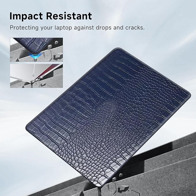 Funut for Crocodile MacBook Air 15 Inch Case 2026 2025 2024 2023 M4 M3 M2 A3241 A3114 A2941, Elegant Luxury Crocodile Leather Plastic Hard Shell Case & Keyboard Cover,Deep Blue