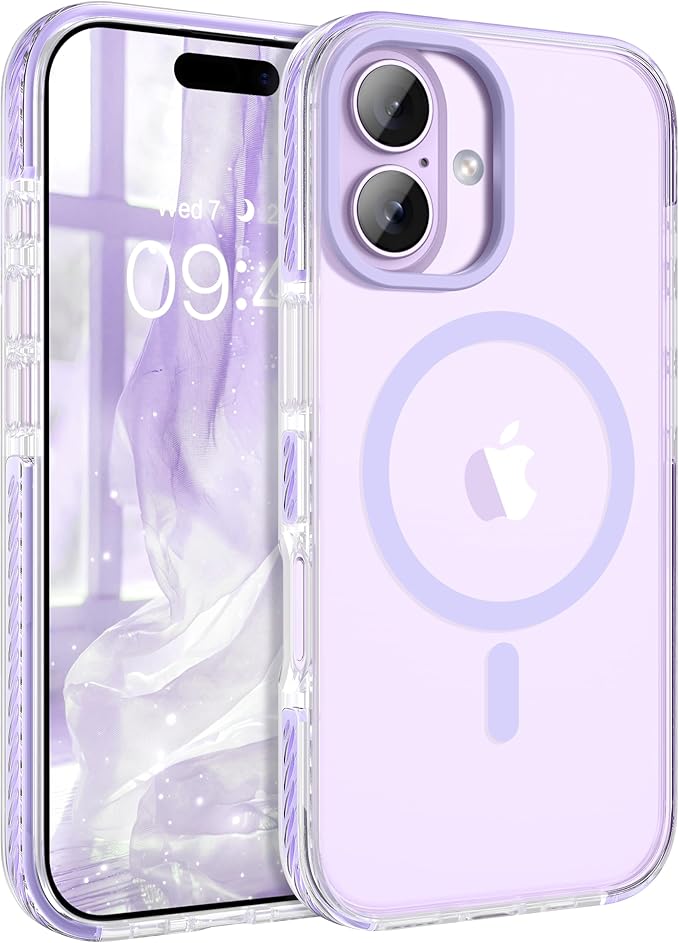 BENTOBEN Magnetic for iPhone 17 6.3" Case, Compatible with Magsafe Military Shockproof Protective Bumper Cute Transparent Slim Anti-Yellowing Women Girl Men Phone Case for iPhone 17 Cover,Clear Purple