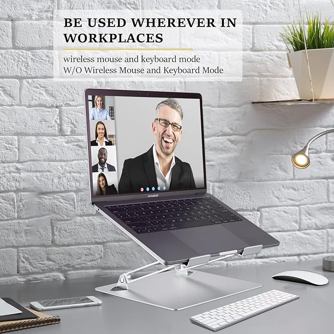 Laptop Stand for Desk, Ergonomic Aluminum Laptop Stand Adjustable Height, Foldable Laptop Riser for 10-17 Inchs Laptop(Gray)