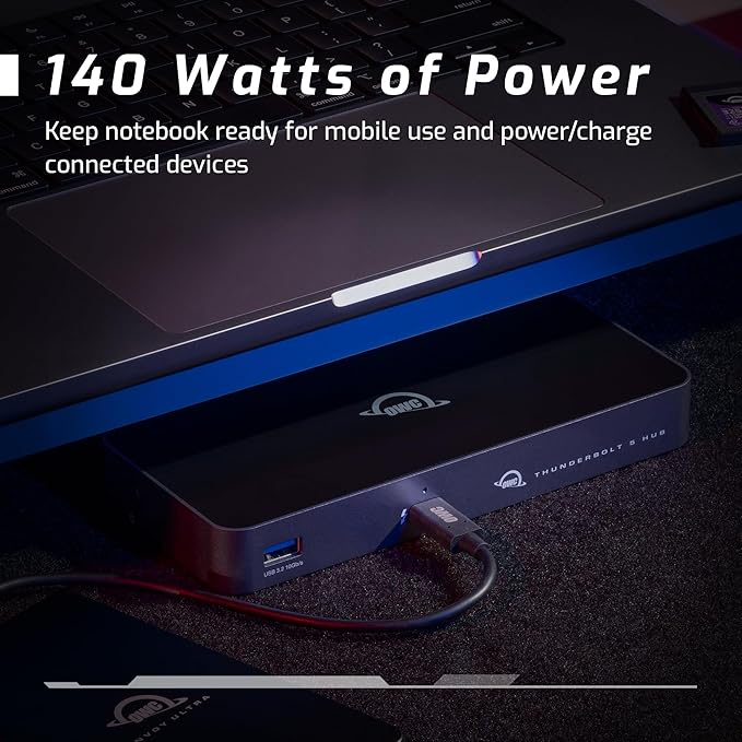 OWC Thunderbolt 5 Hub – 5-Port Expansion for Mac & PC | 80Gb/s Bandwidth | 140W Charging | Triple 8K Display Support | Fanless Silent Design | TB5/TB4/TB3/USB4 Compatible