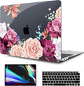 TWOLSKOO Matte Hard Shell Case Keyboard Cover Screen Protector Trackpad Protector for MacBook Air 13 inch Retina 2021 2020 2019 2018 Release Model: A2337 M1/A2179/A1932, Black Peony
