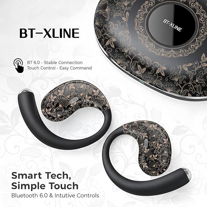 Open Ear Headphones - Bluetooth 6.0 Wireless Earbuds for Sports and Running, 36H Playtime, Air Conduction Over-Ear Buds with Mic, Sweatproof Workout Earphones for iPhone and Android, Black