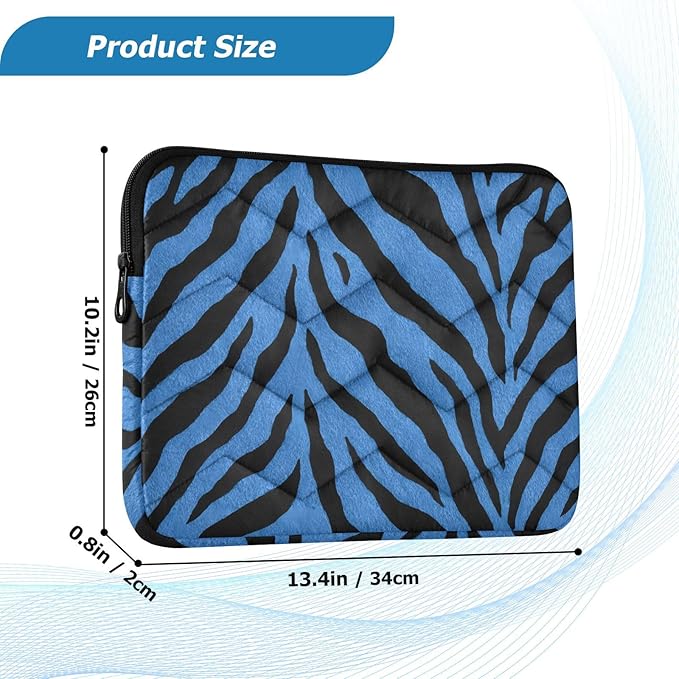Laptop Case Sleeve, Blue Tiger Print Black Wild Animal Shockproof Protective Computer Carrying Cover, Briefcase Handbags 15-16 inch Laptop Sleeve Bag