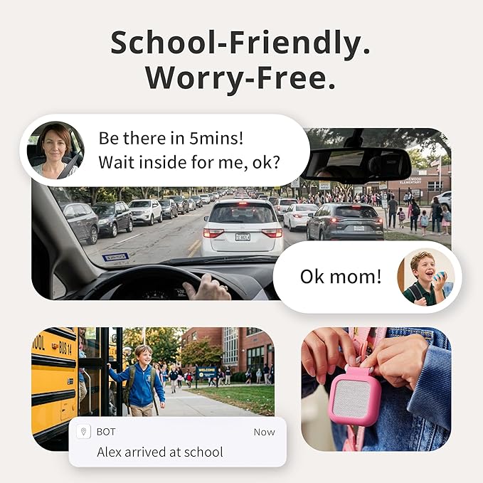 BoT Talk® GPS Tracker for Kids with Cherry Silicone Case - AI-Powered GPS Tracker with Audio, Real-Time Tracking & Alerts - Compact Kids Tracking Device with Monthly Subscription, Made in Japan
