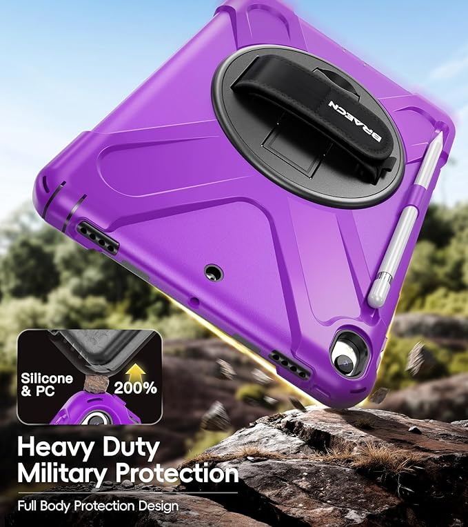 BRAECN Case for iPad Air 3rd Generation 2019 / iPad Pro 10.5 inch 2017, Rugged Heavy Duty Shockproof Cover with Pencil Holder, 360° Rotating Kickstand & Adjustable Hand Strap & Shoulder Strap for Kids