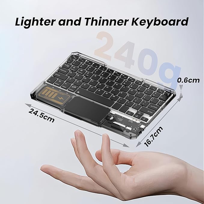 Ultra-Slim Bluetooth Keyboard with Touchpad, Wireless RGB Backlit, Portable Rechargeable Keyboard for iPad, Tablet, Laptop, Windows, Android, macOS Devices