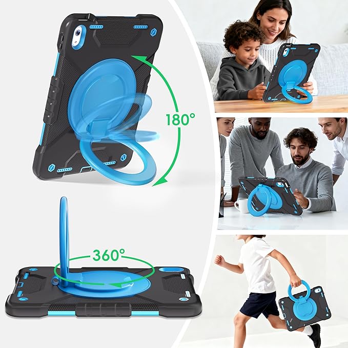 Andnary Case for iPad (A16) 11th Generation 11 inch 2025/10th Generation 10.9 inch 2022 (Black+Blue, Case for iPad (A16) 11th/10th Generation)