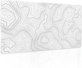 Topographic Map Mouse Pad Large White Lines Contour Geographic Extended Desk Mat 60x35 CM Non-Slip Rubber Base Stitched Edge Long Mousepad, 24x14 Inch