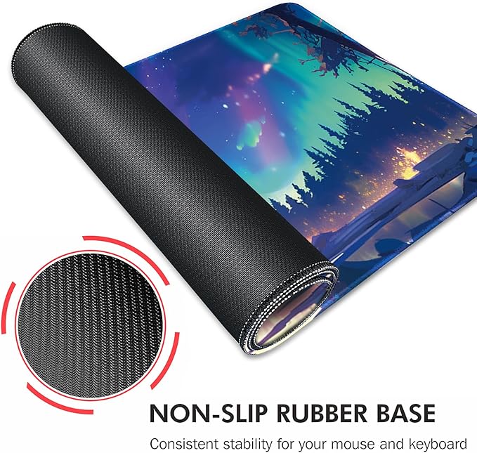 Galdas Mouse Pad for Gaming,Aurora Background Pattern XXL XL Large Mouse Mat Long Extended Mousepad Desk Mat Non-Slip Rubber Mice Pads Stitched Edges Thin (31.5 x 11.8 x 0.12 Inches)