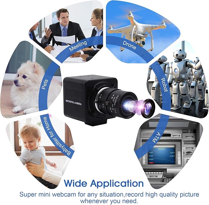 USB Camera 4K Ultra HD Mini Webcam with 2.8-12mm Optical Zoom Lens Camera High Speed USB2.0 30FPS Web Camera for Mac,Window,Linux,Android