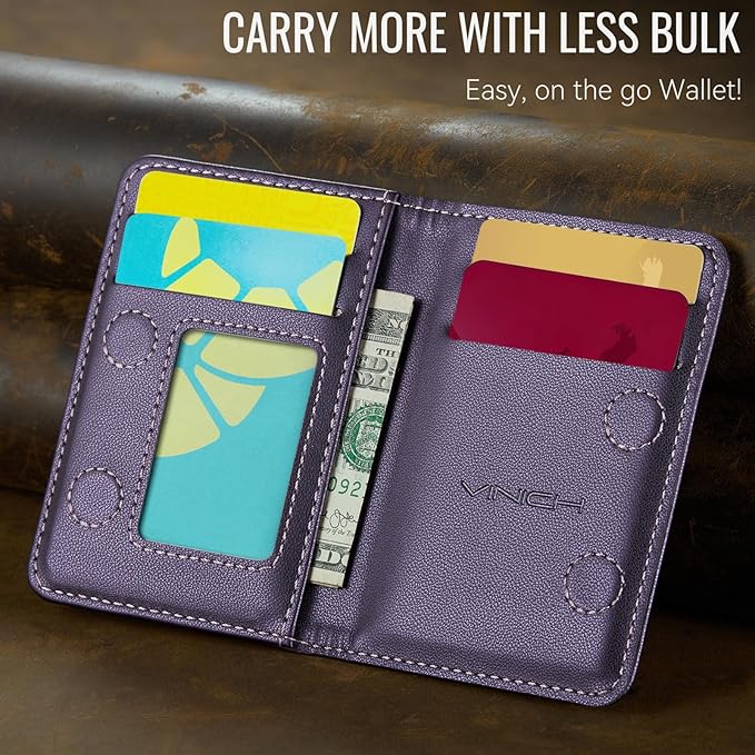 Vinich for MagSafe Wallet Magnetic RFID Blocking Card Holder Compatible with MagSafe Phones and Cases, Strong Magnet Minimalist Phone Wallet for iPhone 17/16/15/14/13/12/ Pro/Max/Plus, Purple
