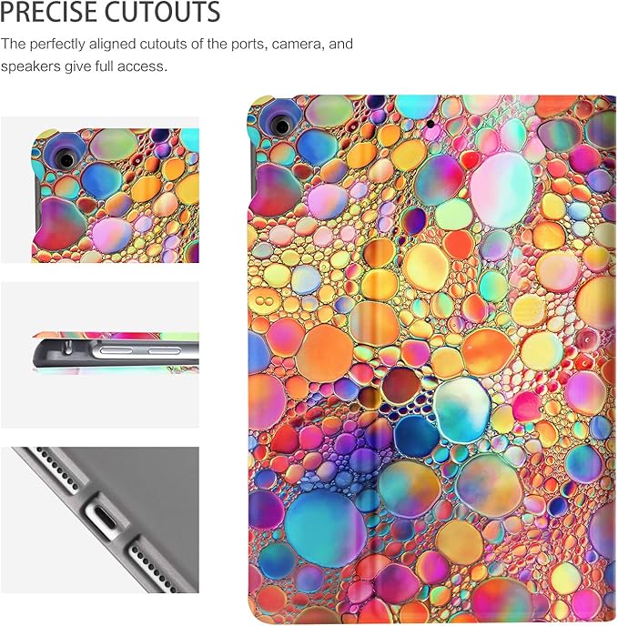 Case for iPad 9th Generation, for iPad 8th/7th Generation case, for iPad Case 9th Geneeration 10.2 Inch Multi-Angle Viewing with Adjustable Stand Auto Wake Sleep Function, Colored Art Bubbles