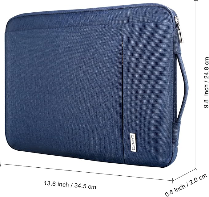 LANDICI 360° Protective Laptop Sleeve 13-14 Inch, Computer Bag Carrying Case for MacBook Air 13 M1/M2, MacBook Pro 13/14, Chromebook 14, Slim, Shockproof, Waterproof, Blue