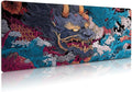 Extended Gaming Mouse Pad, Large Mouse Mat 3 mm Nature Rubber Base Mousepad with Stitched Edges, Non-Slip Desk Mat for Office Home Great Gift 31.5x11.8 Inch (Ukiyo-e Monster 3)
