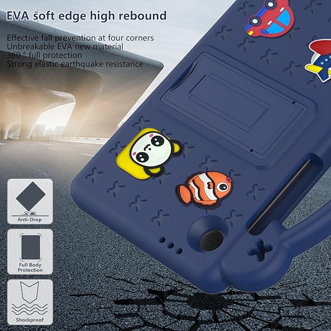 AKABEILA Compatible with Samsung Galaxy Tab A9 8.7 X115N(2023) Tablet Case, Lightweight Shockproof Protective Case with Shoulder Strap & Stand Handle for Girl Kid Gift Navy Blue
