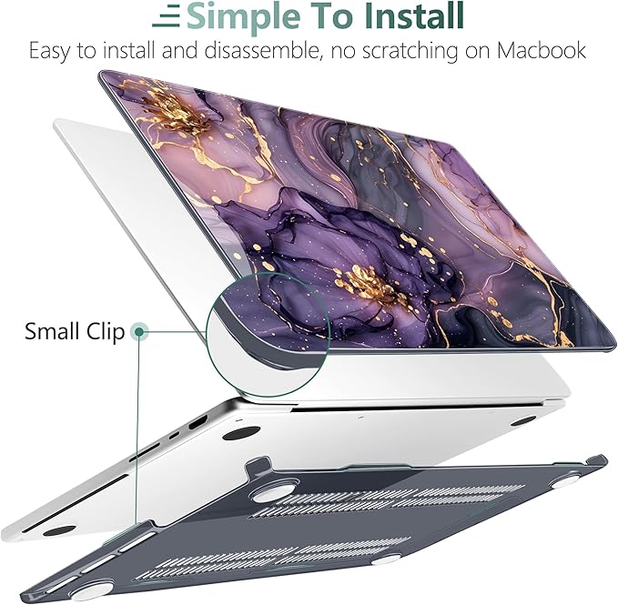DONGKE Case for MacBook Pro 14 Inch (2026-2021 Release, M5 M4 M3 M2 M1 Pro/Max Chip), Plastic Slim Hard Shell Protective Cover with Keyboard Cover & Screen Protector, Purple Hydrangea