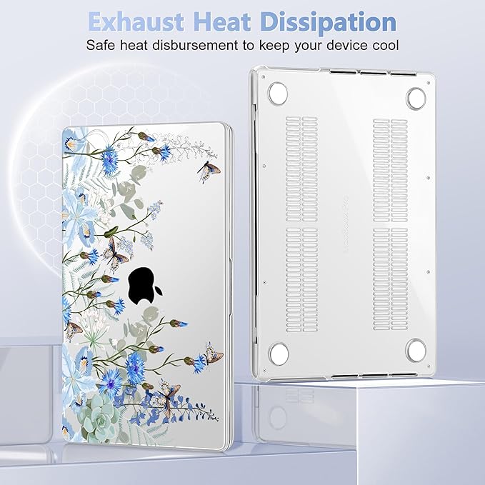 May Chen for 2026 MacBook Pro 14-inch M5 M4 M3 M2 M1 Pro/Max Chip, Release 2026 2025-2021, Model A3427 A3426 A3434 A3112 A3401 A3185, Plastic Hard Shell with Keyboard Cover, Blue Flowers