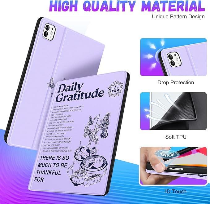 Uppuppy for iPad Pro 13 Inch Case 2024 - Women Girls Cute Folio Smart Cover with Pencil Holder Girly Kids Pretty Unique Aesthetic for iPad Pro M4 13 Inch Cases A2925 A2926 A3007