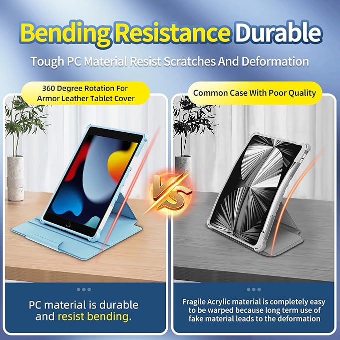 Smart Rotating Case for iPad 9th/8th/7th Generation 10.2" (2021/2020/2019), Techcircle Hybrid TPU+PC Magnetic Cover Soft Bumper [Corner Protection] Slim Folio Shockproof Protective Case-Midnight Green
