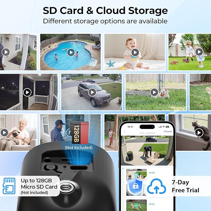 Security Cameras Wireless Outdoor 2K WiFi Wireless Camera Battery Powered for Home Security Indoor,AI Motion Detection,Color Night Vision,Spotlight,Siren Alarm