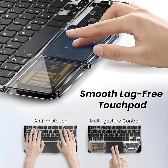 Ultra-Slim Bluetooth Keyboard with Touchpad, Wireless RGB Backlit, Portable Rechargeable Keyboard for iPad, Tablet, Laptop, Windows, Android, macOS Devices