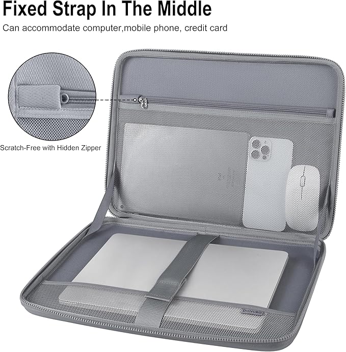 DOMISO 17-17.3 Inch Laptop Hard Case, Waterproof Shockproof Hard Shell Protective Laptop Sleeve with Handle for Dell XPS 17/Lenovo IdeaPad/Acer Aspire/HP Envy 17/LG gram 17, Silver