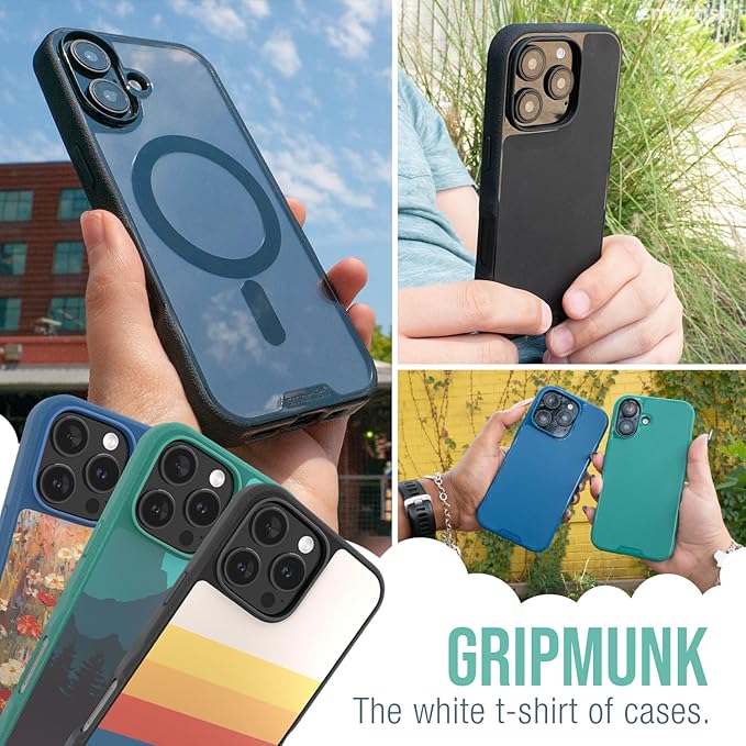 Smartish® iPhone 16 Pro Max Magnetic Case - Gripmunk Compatible with MagSafe [Lightweight + Protective] Slim & Thin Grip Cover with Microfiber Lining for Apple iPhone 16 Pro Max - Custom Prints