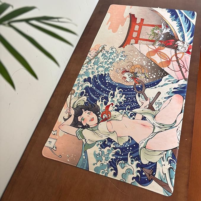 Anime Girl Japanese Large Extended Gaming Mouse Pad Desk Mat Office Desk Accessory for Keyboard and Mouse