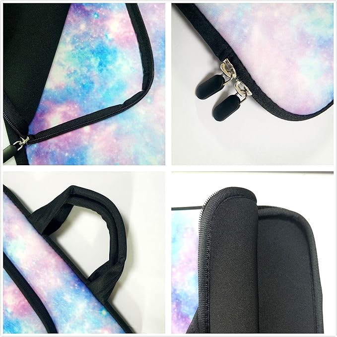 11 11.6 12 12.1 12.5 inches Laptop Sleeve Chromebook Case Ultrabook Case Notebook Sleeve PC Messenger Bag Tablet Case Neoprene Handle Sleeve for Adult Men Women, Two Pockets (Blue Galaxy)