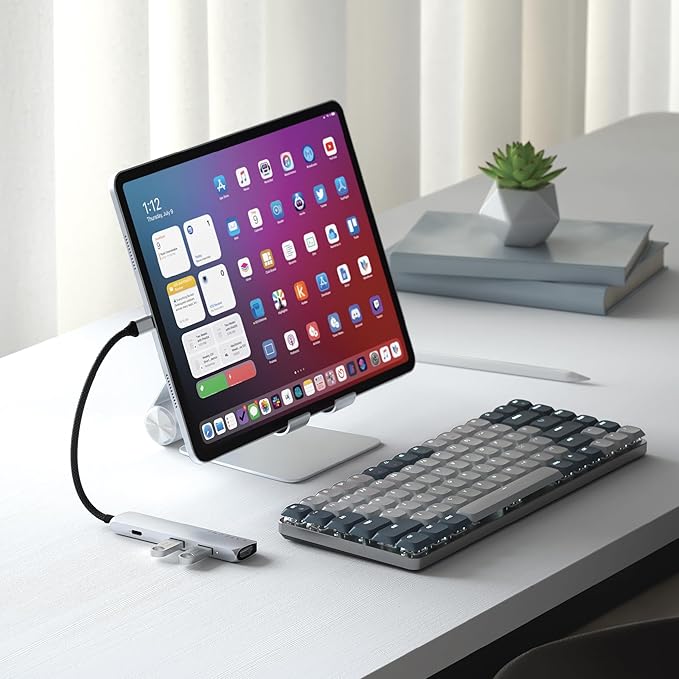 Satechi 4 in 1 USB C Hub Multiport Adapter with HDMI 4K@60Hz, 100W PD Charging, 2X USB-A Data Ports for MacBook Air/Pro/Neo, iPad Air/Pro, Windows – Silver
