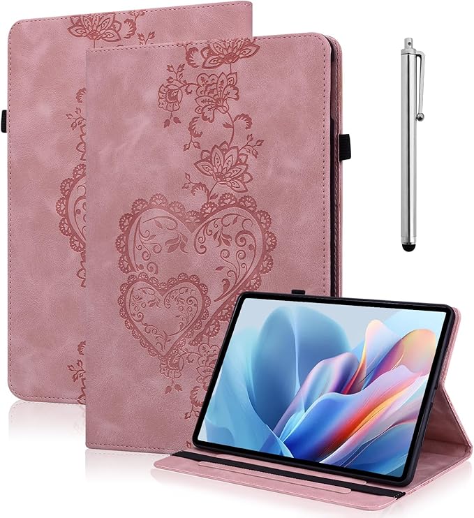 Case for iPad Air 11 Inch 8th/7th/6th Generation (M4/M3/M2) 2026/2025/2024, iPad Air 5th/4th Case 10.9 Inch 2022/2020 Embossed PU Leather Stand Shockproof Cover with Pencil Holder, Pink
