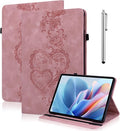 Case for iPad Air 11 Inch 8th/7th/6th Generation (M4/M3/M2) 2026/2025/2024, iPad Air 5th/4th Case 10.9 Inch 2022/2020 Embossed PU Leather Stand Shockproof Cover with Pencil Holder, Pink