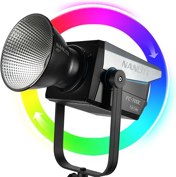 Nanlite FC-720C 750W RGBW LED Video Light, Full-Color Studio Spotlight with 2700K–12000K, CRI 96 TLCI 97, Bowens Mount for Film & Broadcast Production,YouTube, Live Streaming & Photography