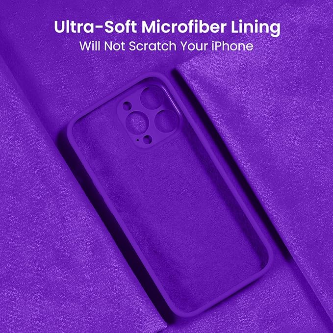 FireNova Designed for iPhone 15 Pro Max Case, Silicone Upgraded [Camera Protection] Phone Case, Soft Anti-Scratch Microfiber Lining Inside, 6.7 inch, Neon Purple