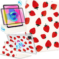 Shorogyt for iPad Air 13 Inch (M4) 2026/M3 2025 & M2 2024 /for i Pad Pro 12.9 inch (3/4/5/6th Gen) for Magnetic Stand for Women - Cute Design 360 Rotating Covers Girls with Pencil Holder, Strawberry