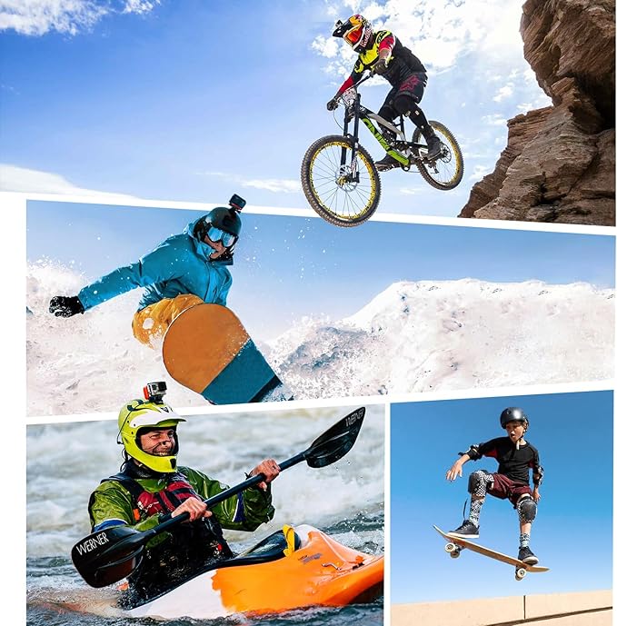 Helmet Sticky Mounts Adhesive Buckle Mount Screw Accessory Kit Compatible with GoPro Hero 13 12 11 10 Max 9 8 7 6 5 Session DJI Osmo Insta360 AKASO Action Cameras (12 in 1)
