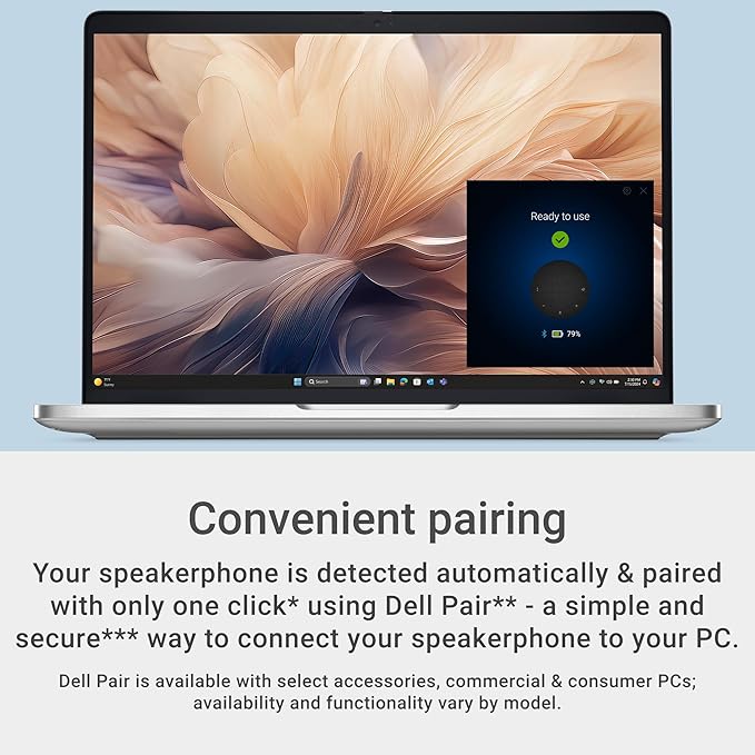 Dell Pro Plus Wireless Speakerphone - SL525 - USB-C, Zoom/Microsoft Teams Certified, Wired/Wireless, Bluetooth 5.3, Omni-Directional, AI-Based Noise Cancellation