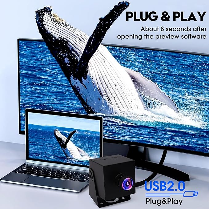 ELP 4K HDMI USB Fisheye Camera for Computer Mini Lightburn Camera for Laser Engraver Type-C HDMI Display Simultaneous USB2.0 Webcam 2X Digital Zoom Camera H.264 8mp USB Security Camera for Jetson Nano