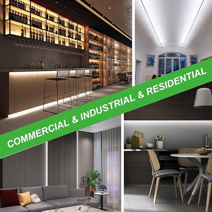JOYLIT 24V COB LED Strip Lights 16.4ft 5000K Daylight White 550LM/FT Super Bright CRI 95+, UL Premium 2400LEDs Dotless Dimmable Adhesive Tape Light 90W for Commercial, Industrial, Residential